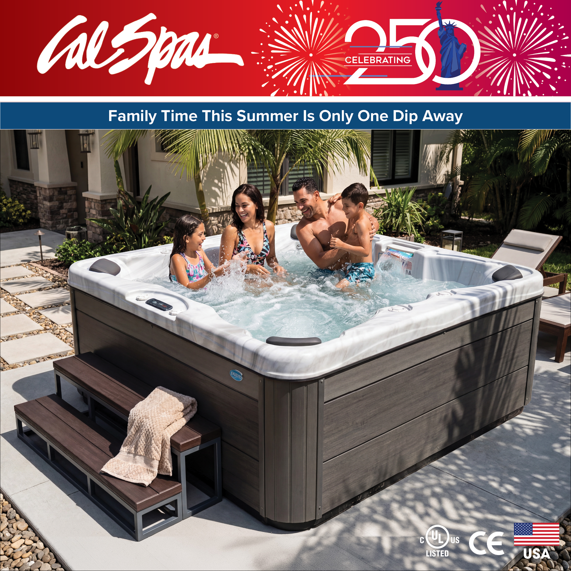 Calspas hot tub being used in a family setting - Burlington